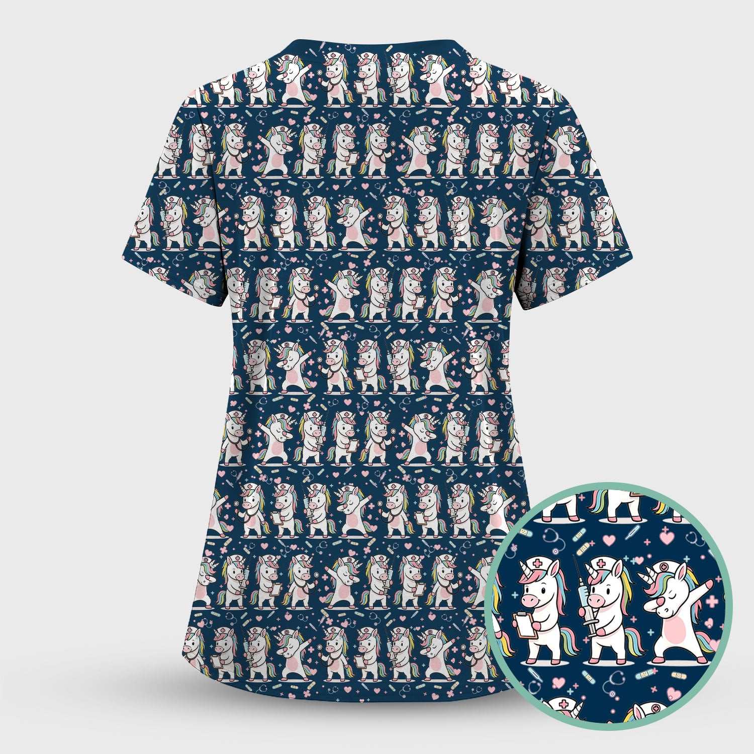 Cute Unicorn Nurse Scrub Top, Playful Medical Cartoon Nursing Shirt, Breathable Fabrics Nurse Uniform