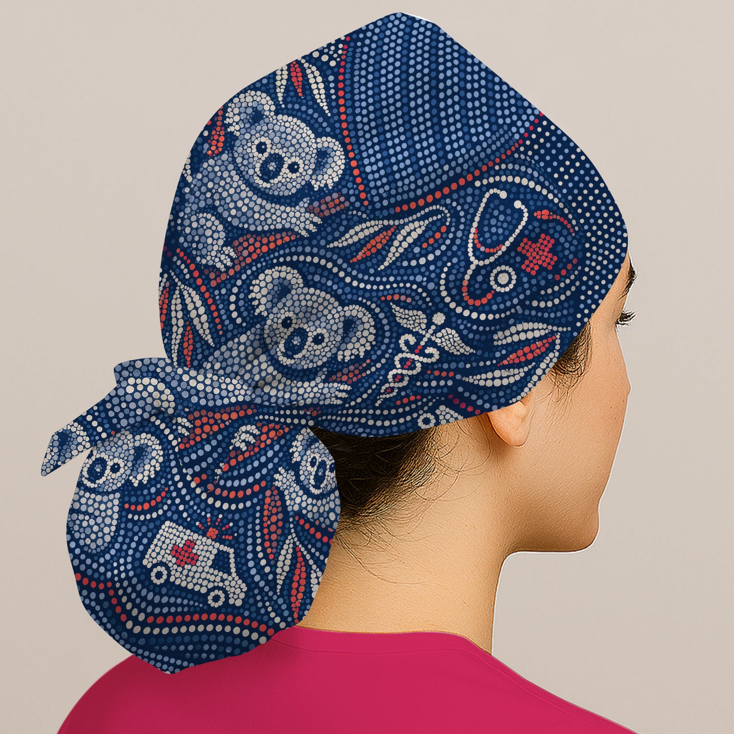 Koala Dot Art Medical Pattern Cap, Bouffant Scrub Caps for Women