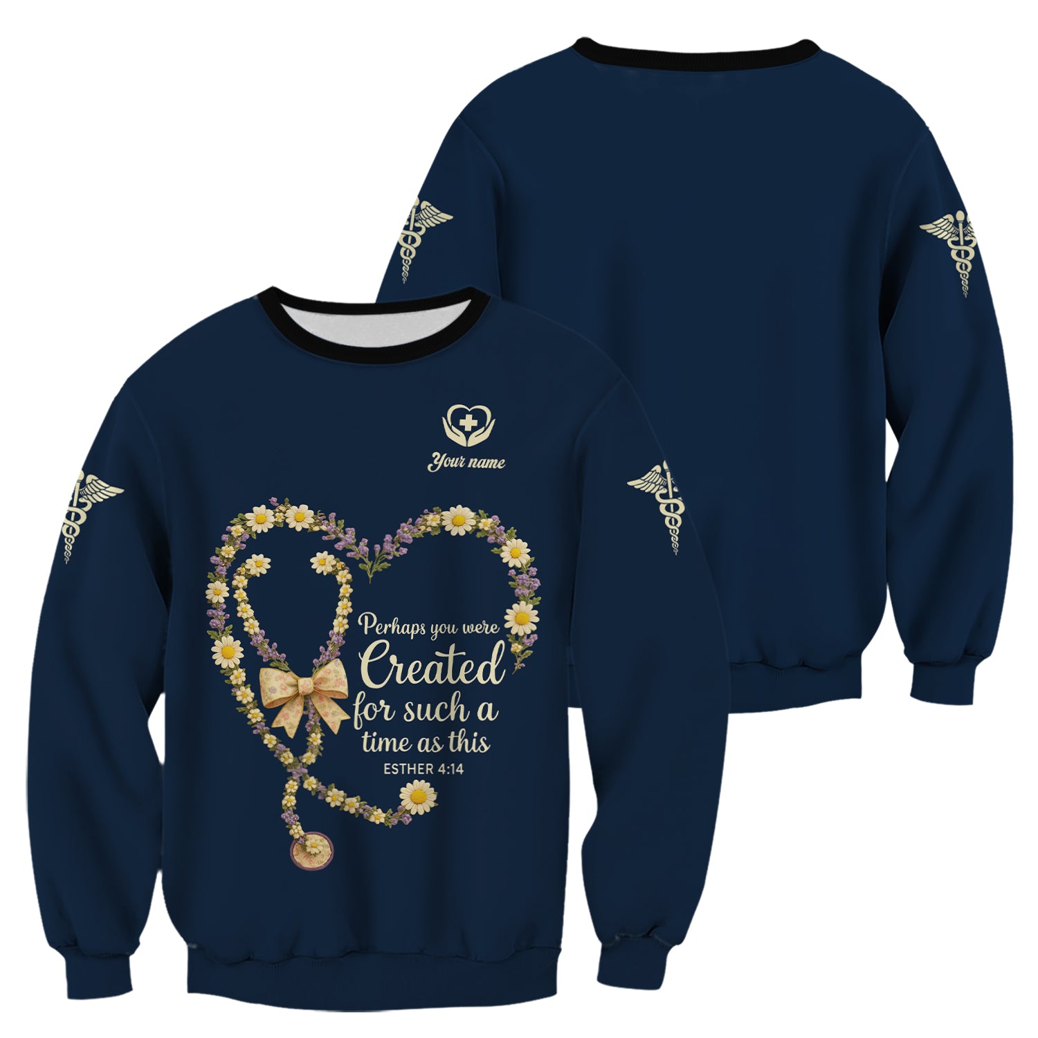 Custom Faith Nurse T-Shirt - Floral Stethoscope Heart & Bible Verse Graphic - Thoughtful Gift for Christian Nurses & Nursing Student