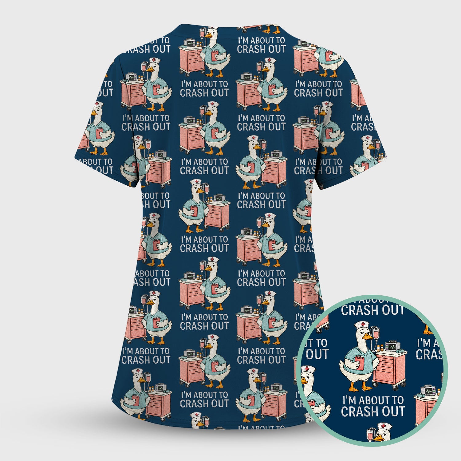 Funny Nurse Goose Crash Out Pattern Scrub Set, Nurse Uniform Scrubs Set