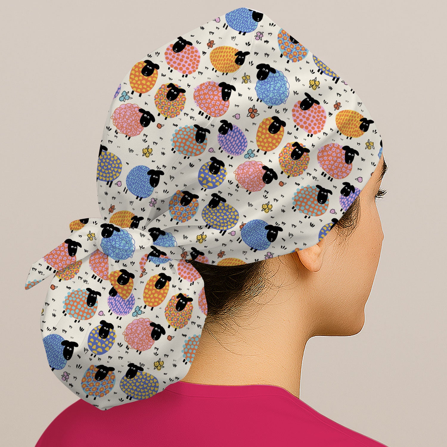 Adorable Colorful Sheep Pattern Caps, Breathable Fabrics Caps Uniform