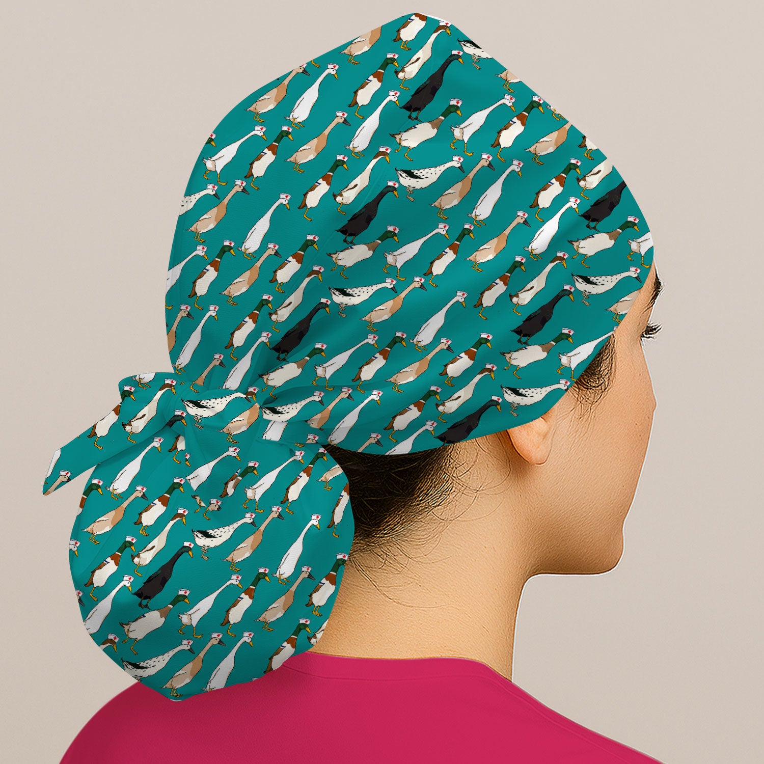 Funny Nurse Duck Pattern Scrub Cap, Surgical Caps for Doctors