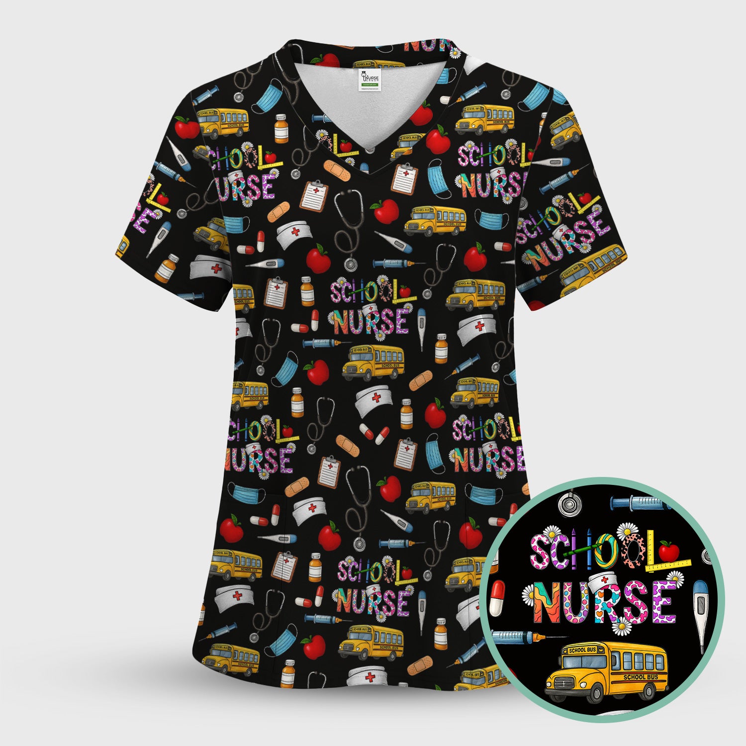Funny School Nurse Life Scrub - School Nurse Quote & Cute Medical Icons Graphic - Gift for Women RN LPN
