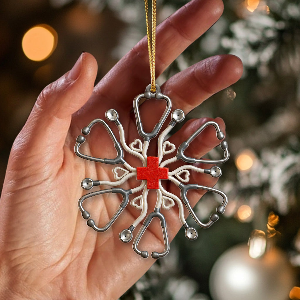 Nurse Stethoscope Snowflake Ornament – Medical Christmas Tree Decor For Nursing
