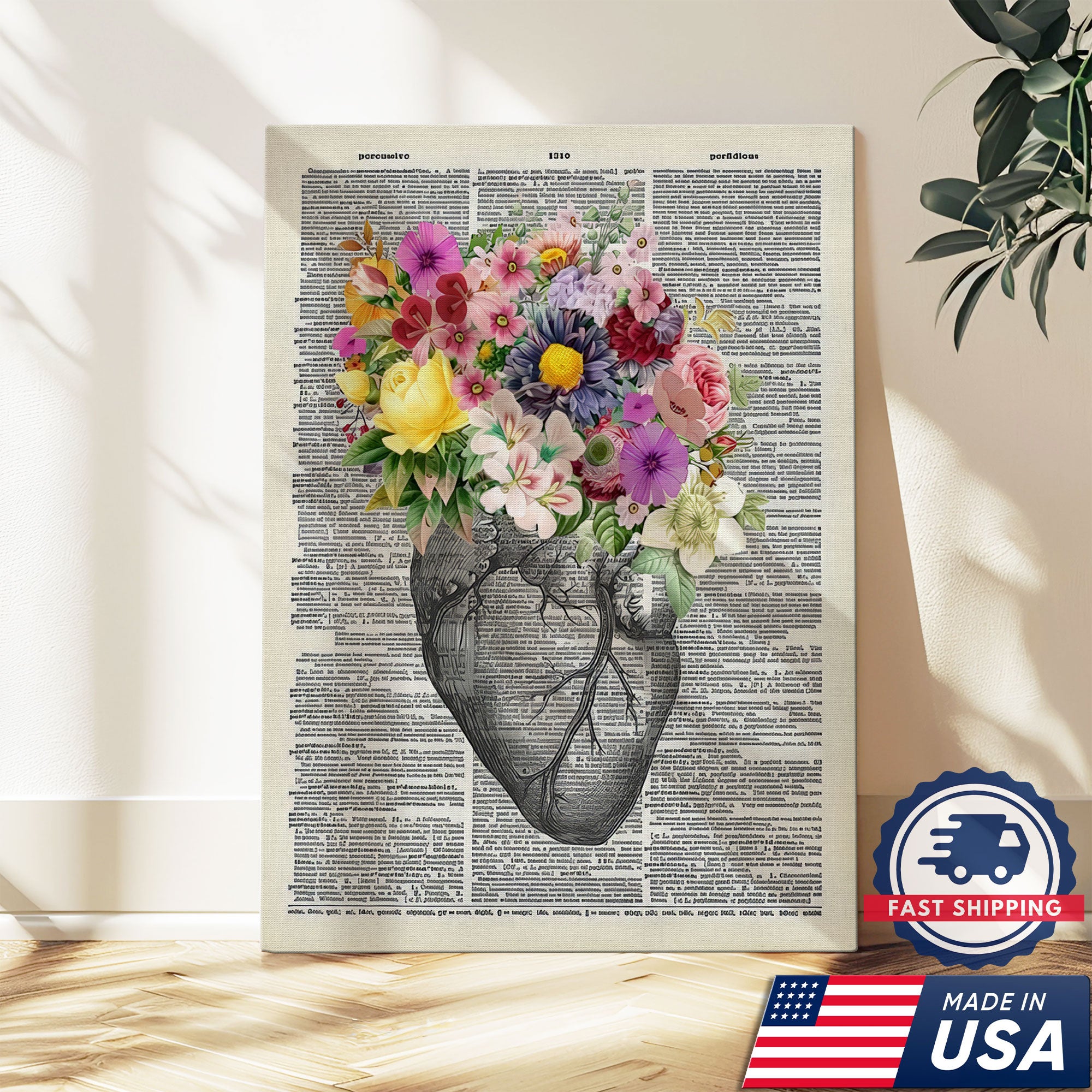 Floral Human Anatomy Nurse Canvas Wall Art, Medical Office Decor