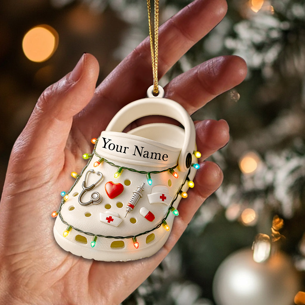 Personalized Nursing Christmas Ornament - Medical Clog Tree Decor - Cute Holiday Gift for Healthcare Workers