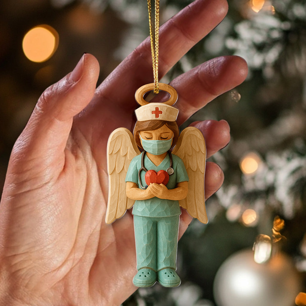 Personalized Nurse Angel Ornament, Custom Name Nursing Angel Christmas Gift, Guardian Nurse Holiday Decor for Healthcare Workers