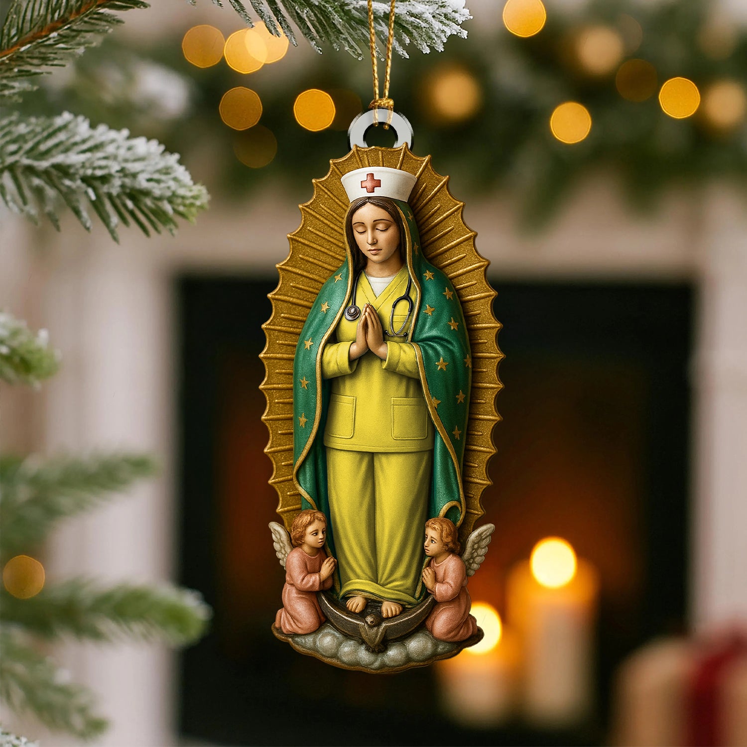 Custom Nurse Virgin Mary Ornament, Personalized Religious Christmas Decoration, Unique Faith Inspired Gift for Nurses And RN