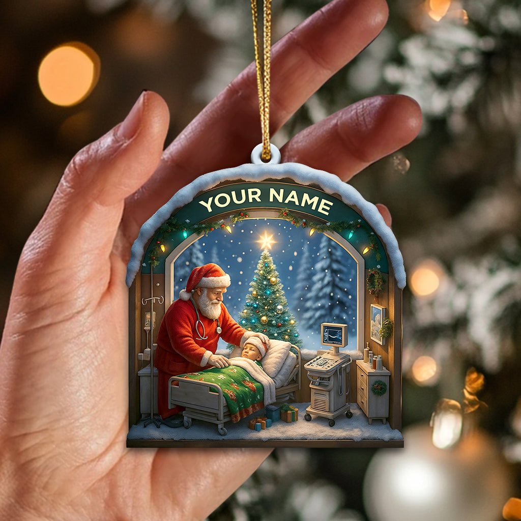Personalized Santa Doctor Christmas Ornament, Custom Name Medical Santa Caring For Child, Xmas Nurse & Healthcare Worker Holiday Decor