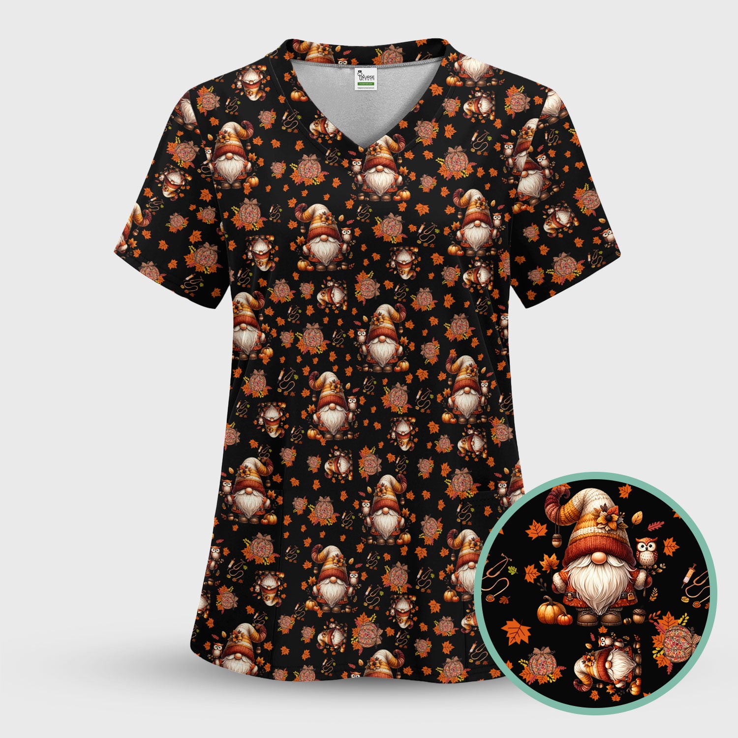 Autumn Leaves Pumpkin Scrubs for Women - Comfortable Scrubs for Nurses - Breathable Fabrics Nursing Uniform