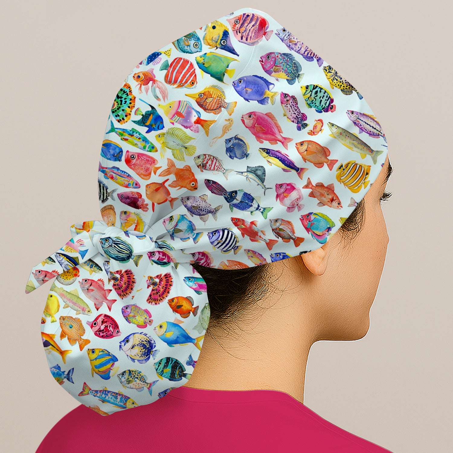 Colorful Tropical Fish Print Scrub Cap, Surgical Caps for Doctors