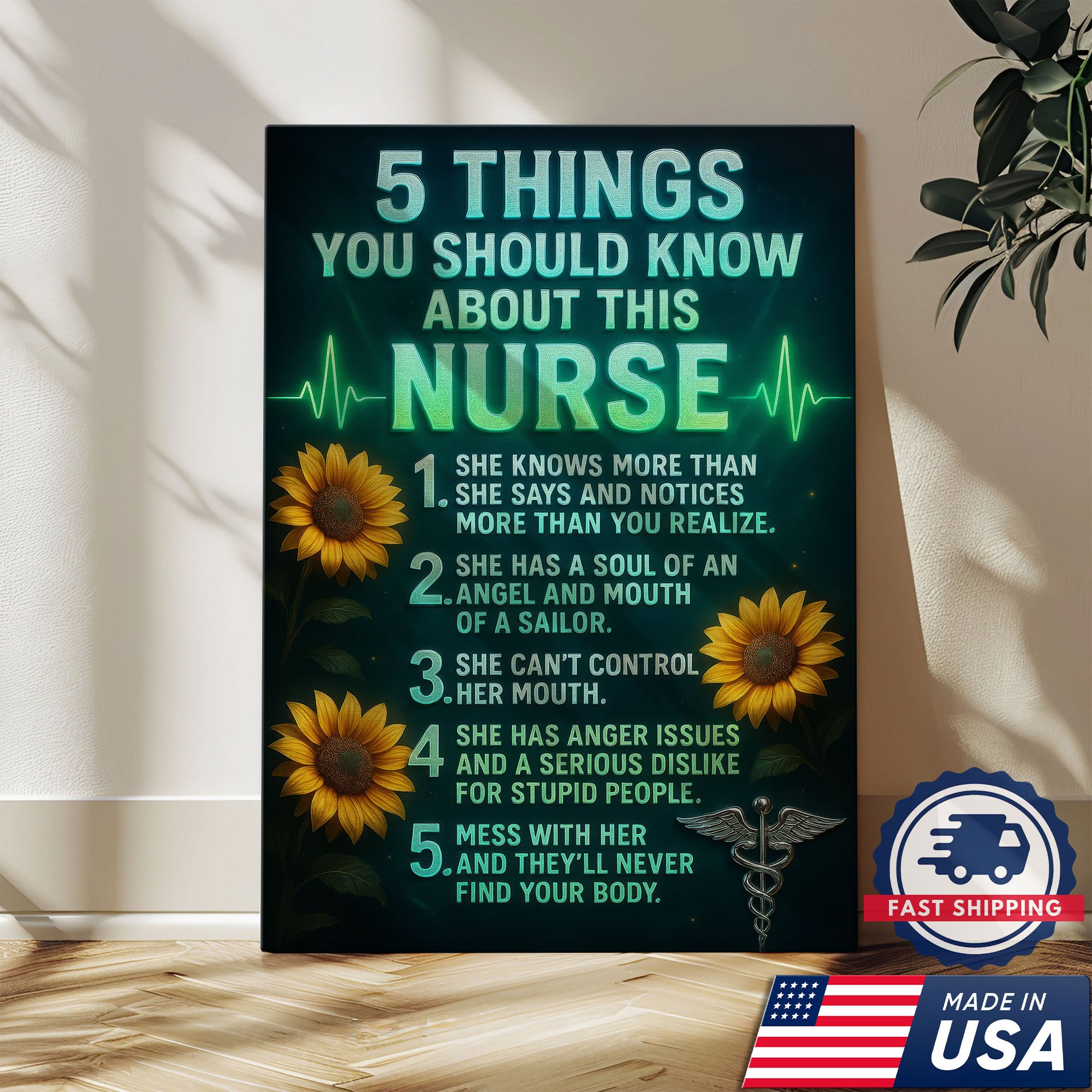 Nurse Canvas Wall Art, 5 Things You Should Know About This Nurse, Funny Gift for RN LPN CNA