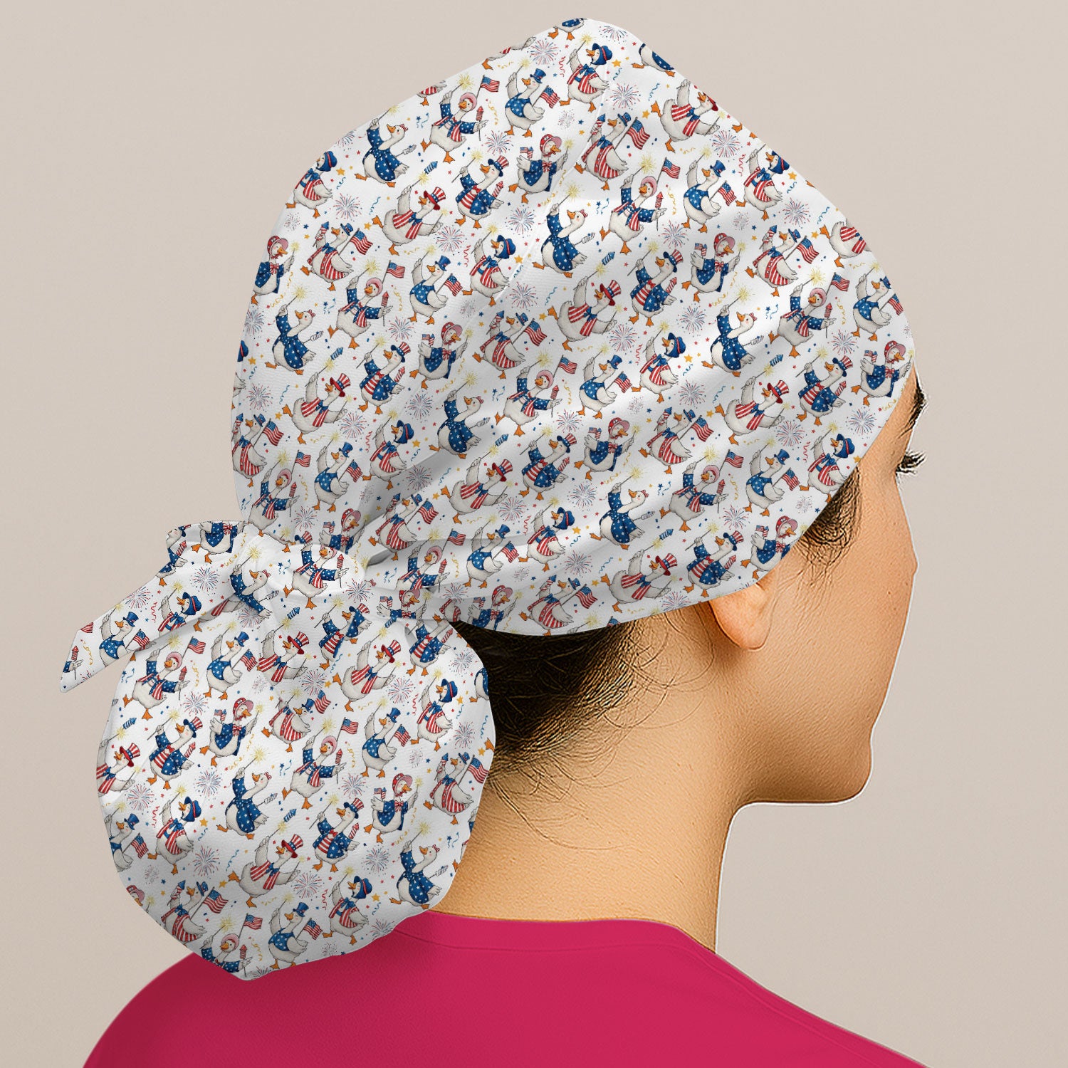 Goose America Medical Print Scrub Cap, Breathable Fabrics Nursing Uniform