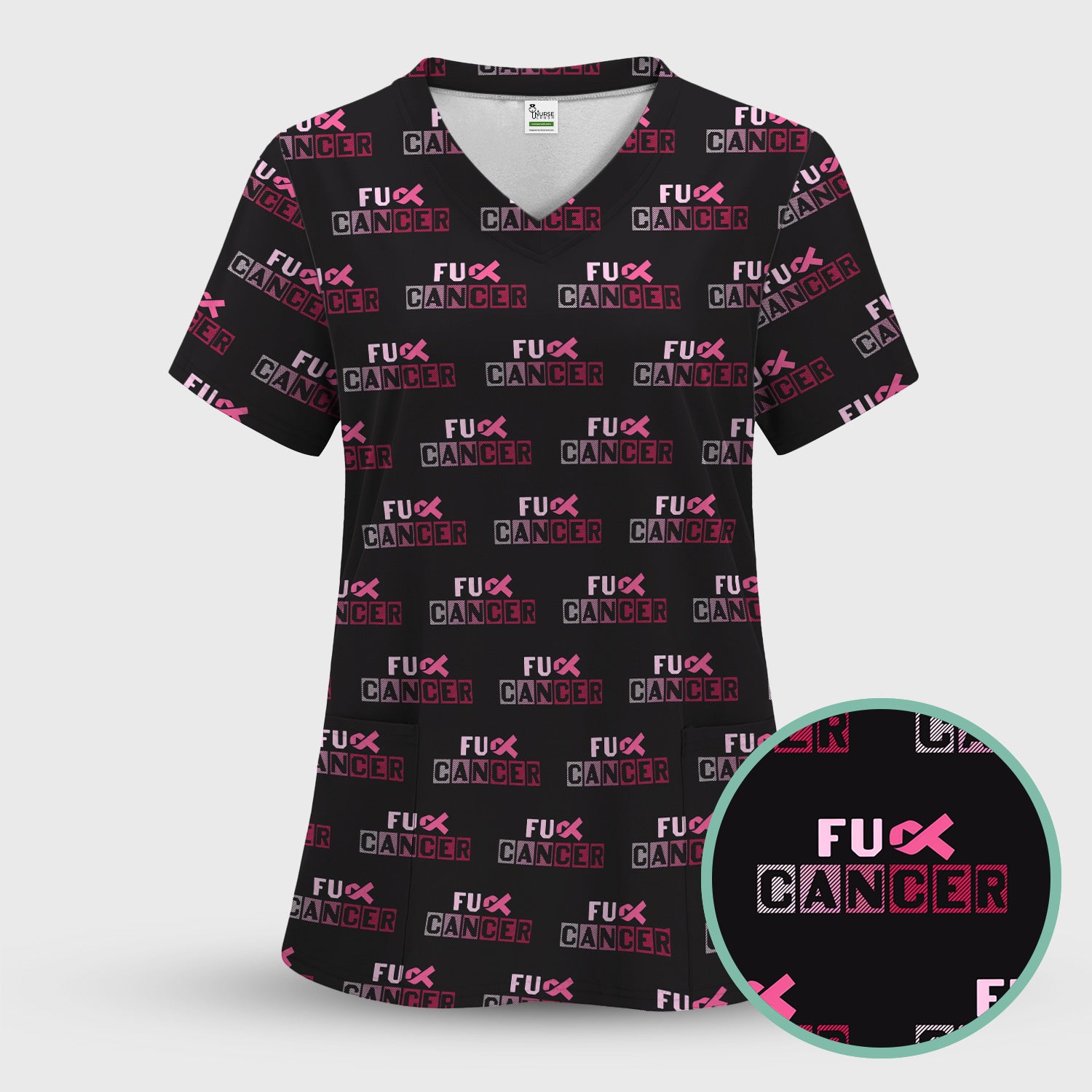Breast Cancer Awareness Shirt - Pink Ribbon Nursing Top - Medical Uniform for Women - Support Cancer Fighters & Survivors