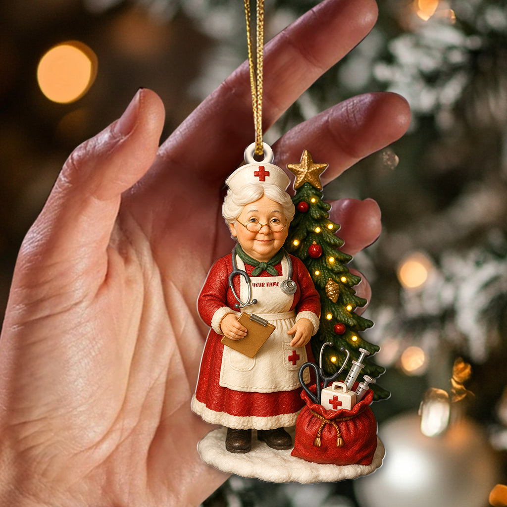 Custom Name Nurse Grandma Ornament, Nursing Christmas Tree Decor, Personalized Holiday Gift For RN & Healthcare Workers