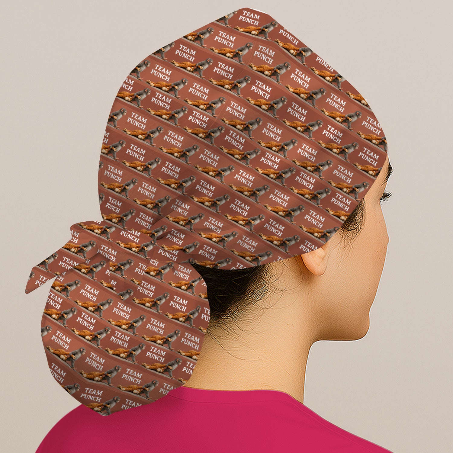 Team Punch Playful Monkey Graphic Pattern Caps, Surgical Caps for Doctors