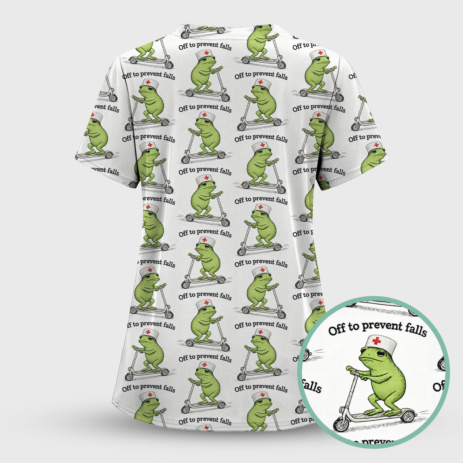 Funny Nurse Scrub Top, Off To Prevent Falls Nursing Shirt, Breathable Fabrics Nursing Uniform