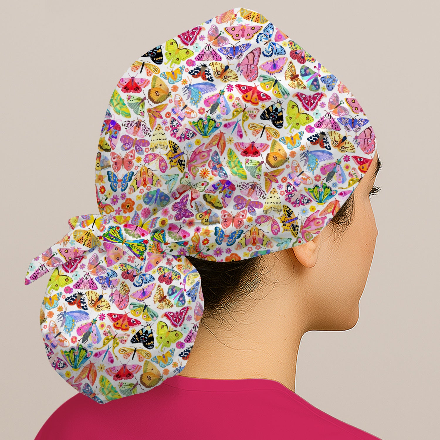 Cute Bright Butterfly Moth Floral Scrub Cap, Surgical Caps for Doctors