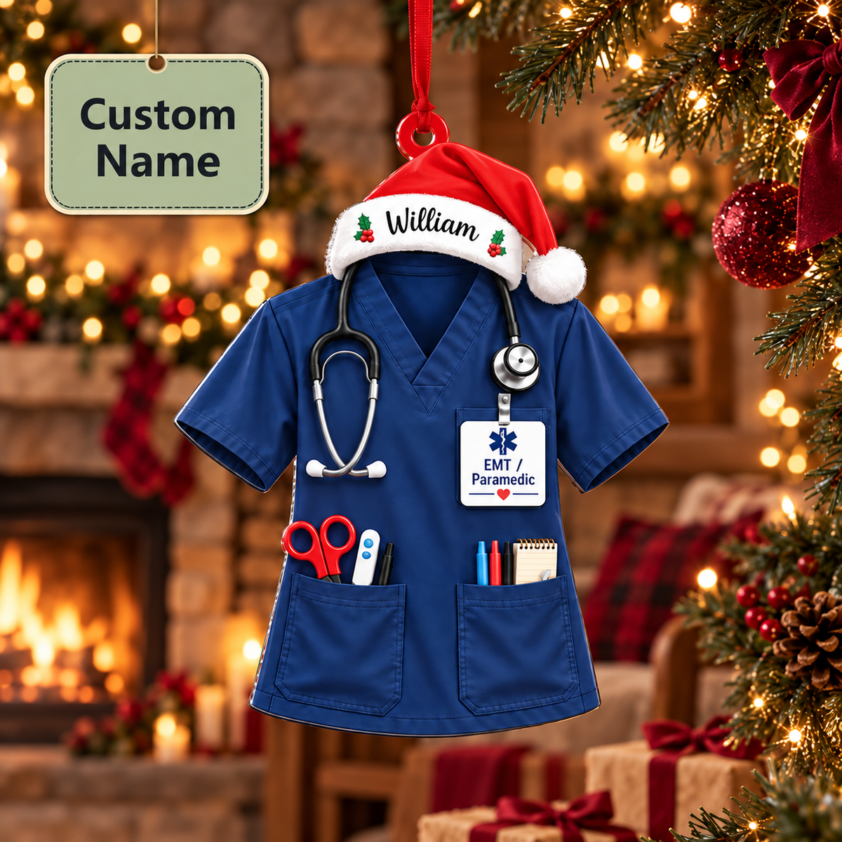 Personalisierter Namens-Schneekugel-Anhänger als Enten-Krankenschwester, Weihnachtsgeschenk für Pflegefachkräfte, personalisierte Weihnachtsdeko