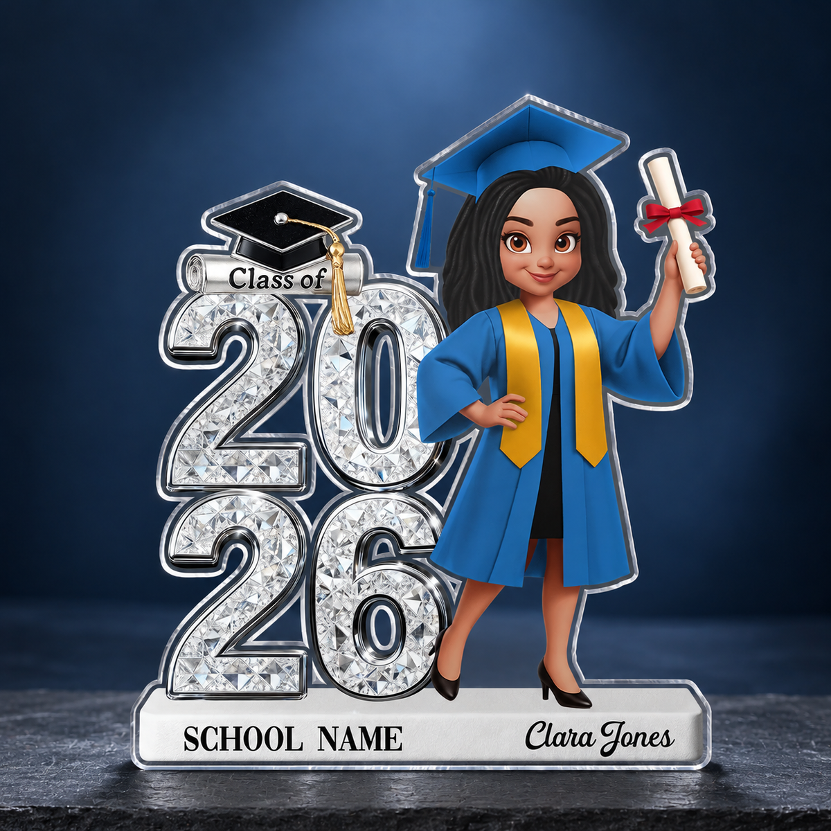 Personalized Class of 2026 Graduation Girl Acrylic Plaque – Custom Name & School Graduation Gift