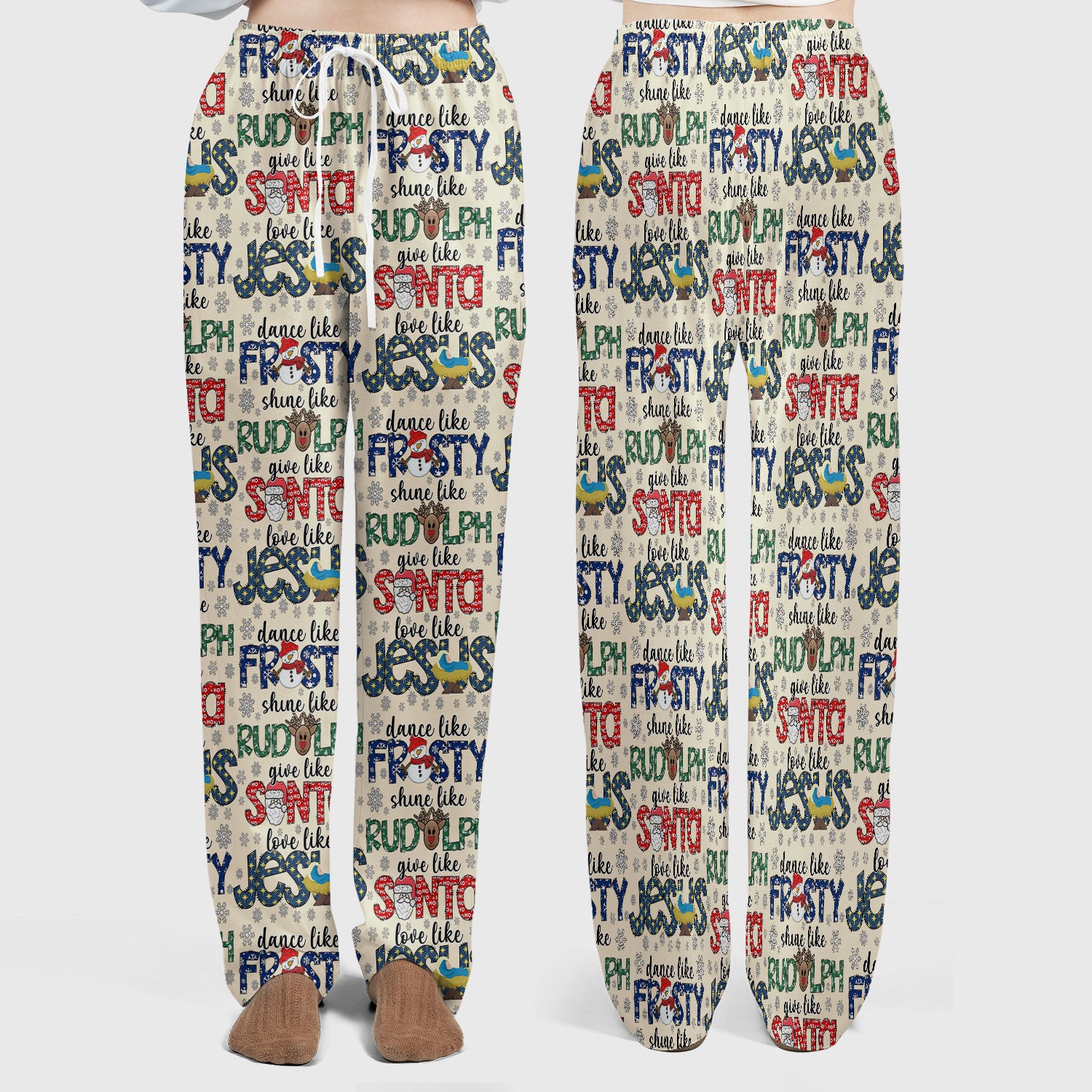 Christmas Rudolph  Women's Scrub Sets - Dance Like Frosty Shine Like Rudolph Give Like Santa Love Like Jesus - Holiday Med Uniform