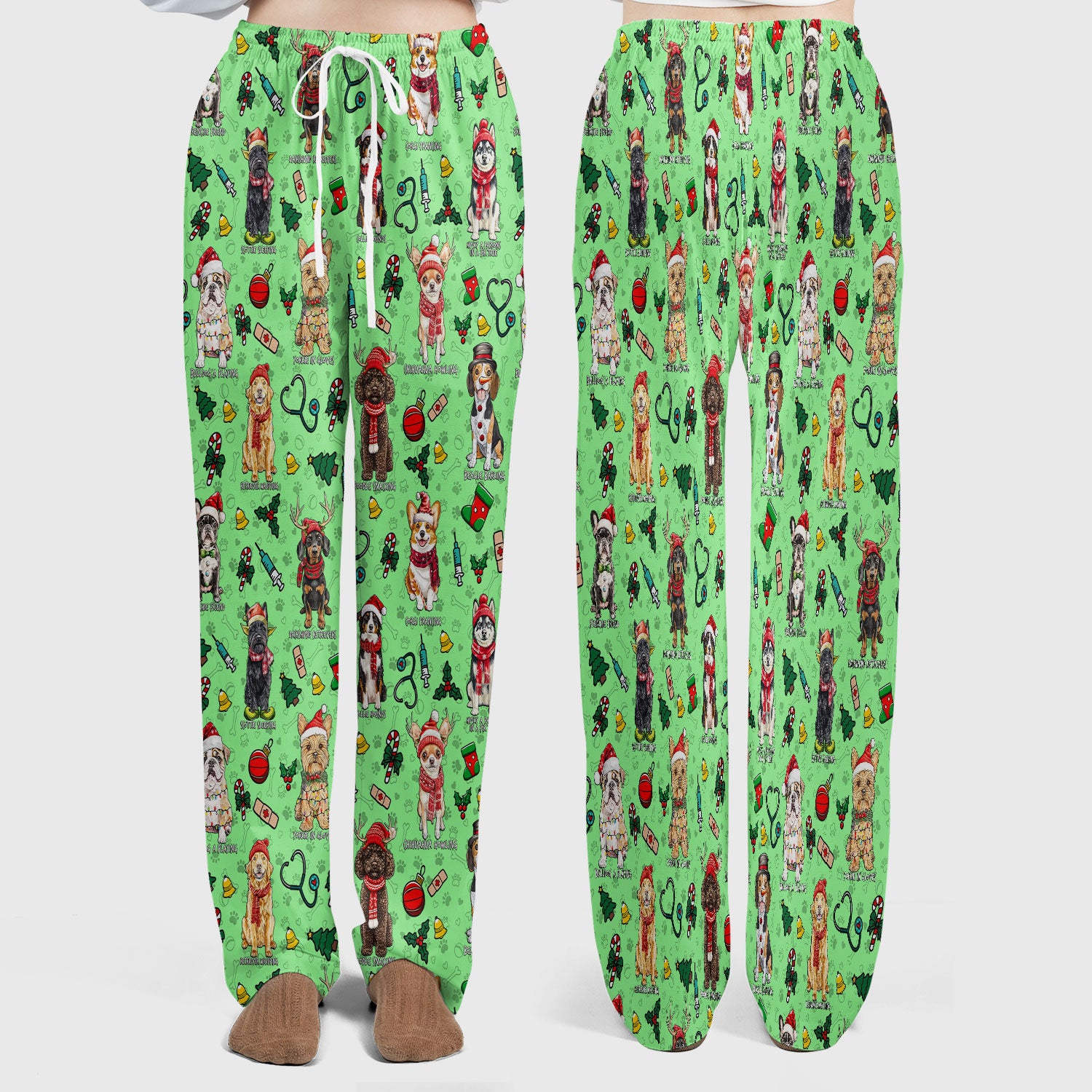 Cute Christmas Dog Scrubs Sets for Nurses - Corgi, Dachshund, Husky, Poodle & Labrador - Funny Holiday Medical Uniform for RN CNA LPN