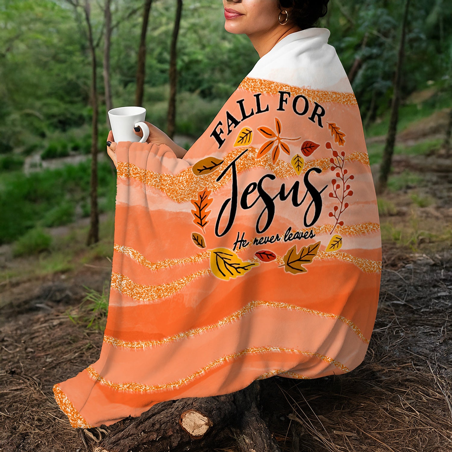 Christian Nurse Fall Blanket - Fall for Jesus He Never Leaves Throw - Gift for Women RN LPN CNA
