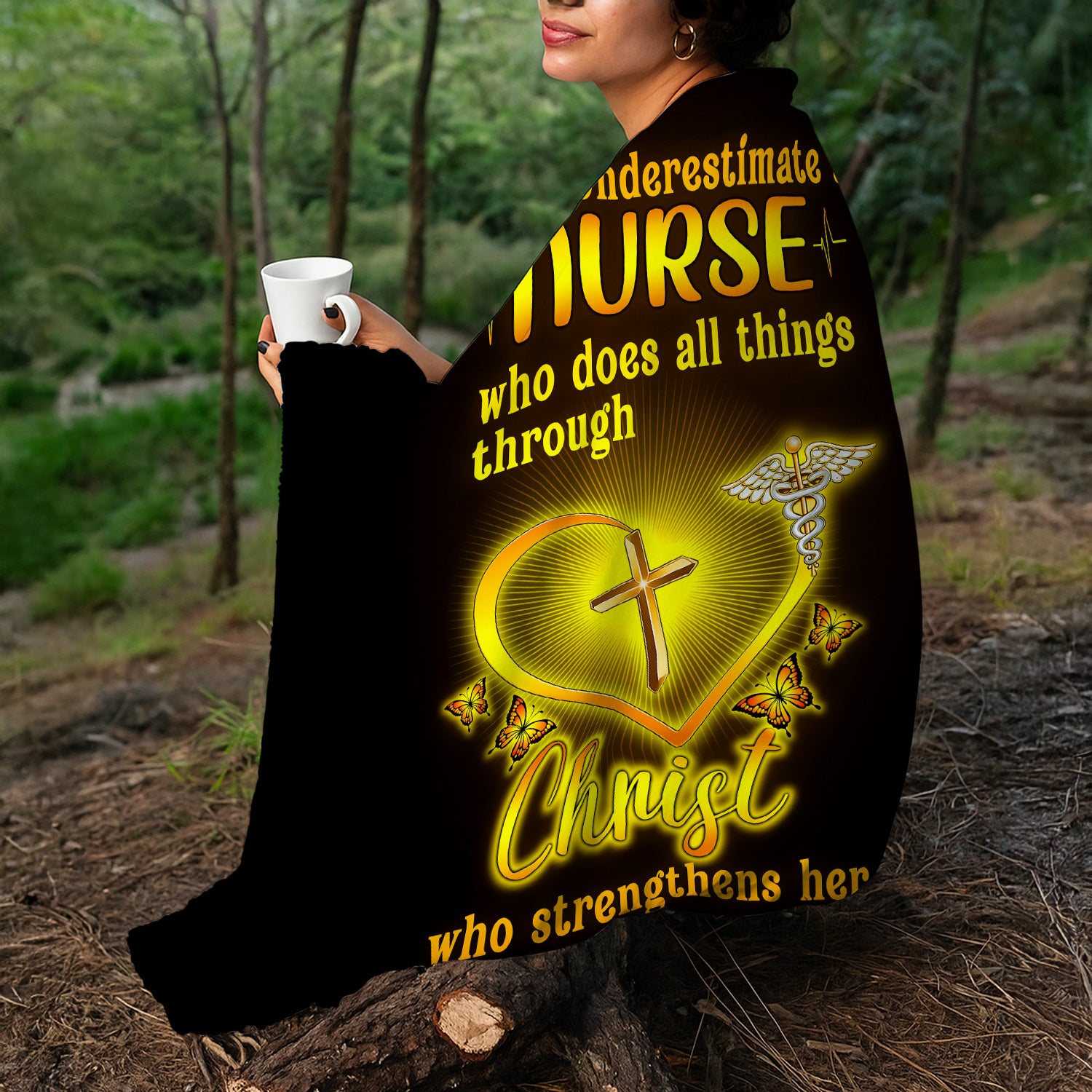 Personalized Faith Nurse Throw Blanket -  Inspirational Bible Verse Quote for RN LPN CNA - Gift for Christian Healthcare Staff