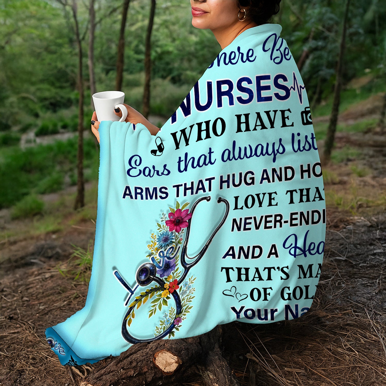 Personalized God Said Let There Be Nurses Blanket - Custom Name Floral Throw for Healthcare Heroes - Christian Gift for RN LPN CNA