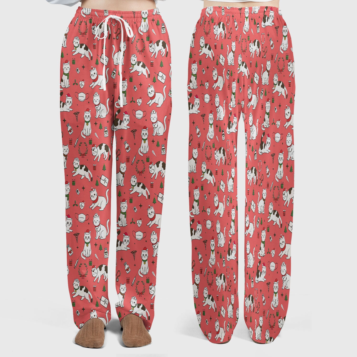 Christmas Cat Scrub Set – Festive Nurse & Holiday Kitty Pattern – Cute Medical Uniform for Nurses, Vets and Healthcare Workers