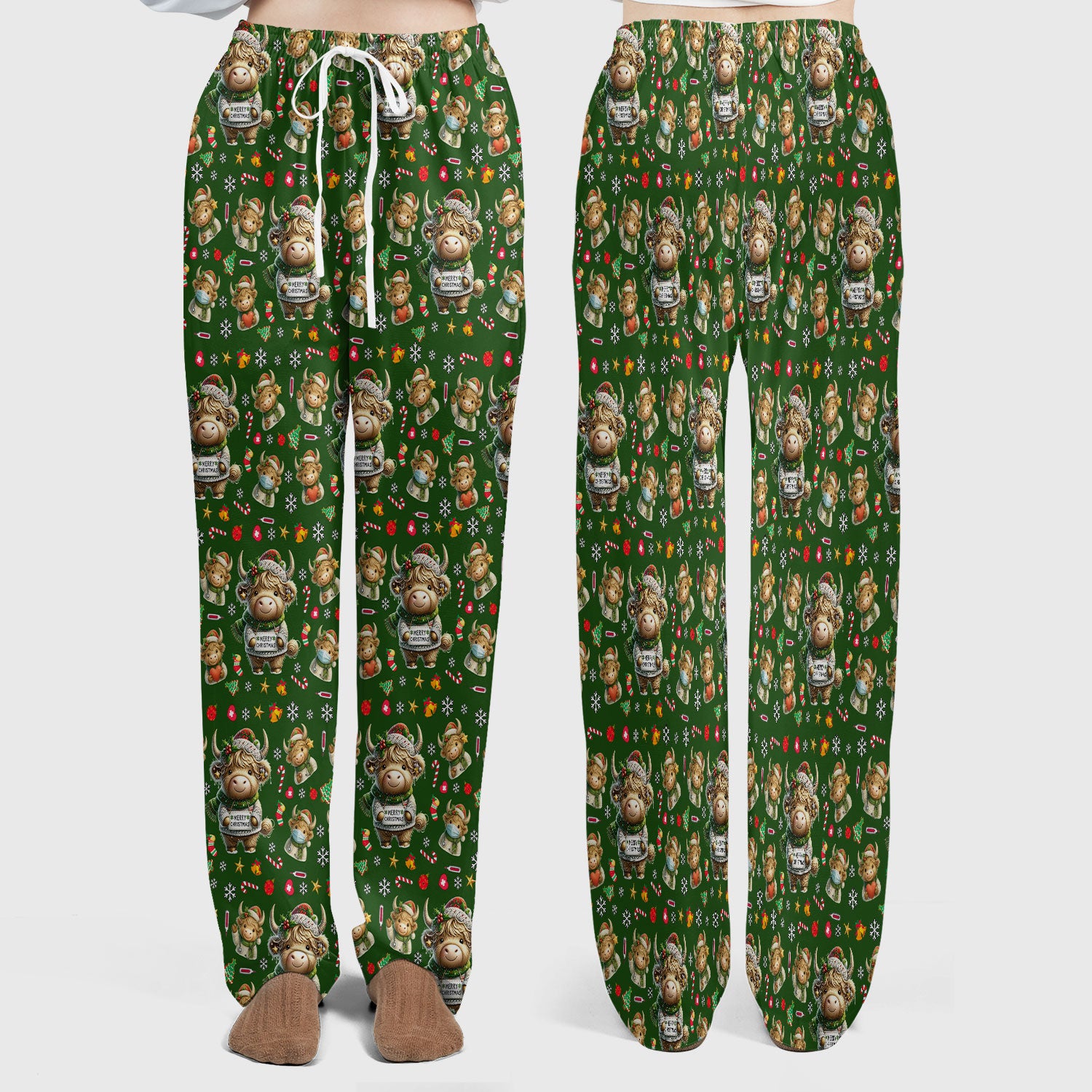 Highland Cow Christmas Scrub Set, Festive Cow Print Nurse Outfit, Holiday Medical Uniform For Women, Cute Veterinary Scrubs Gift