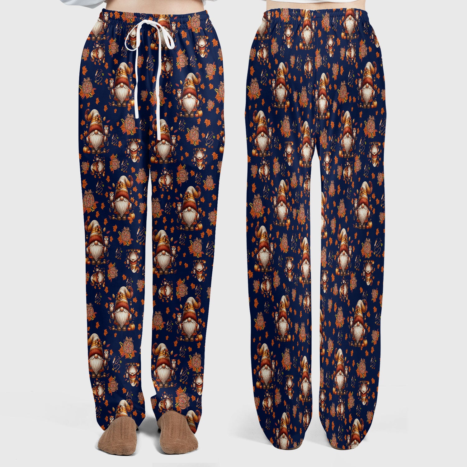 Autumn Leaves Pumpkin Scrubs Set for Women - Gnome Scrubs for Nurse Mama - Breathable Fabrics Nursing Uniform