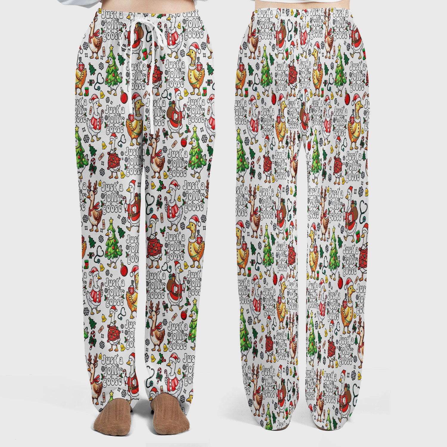 Just a Jolly Goose Funny Christmas Scrub Set - Holiday Medical Uniform for Nurse - Santa Goose Pants and Top