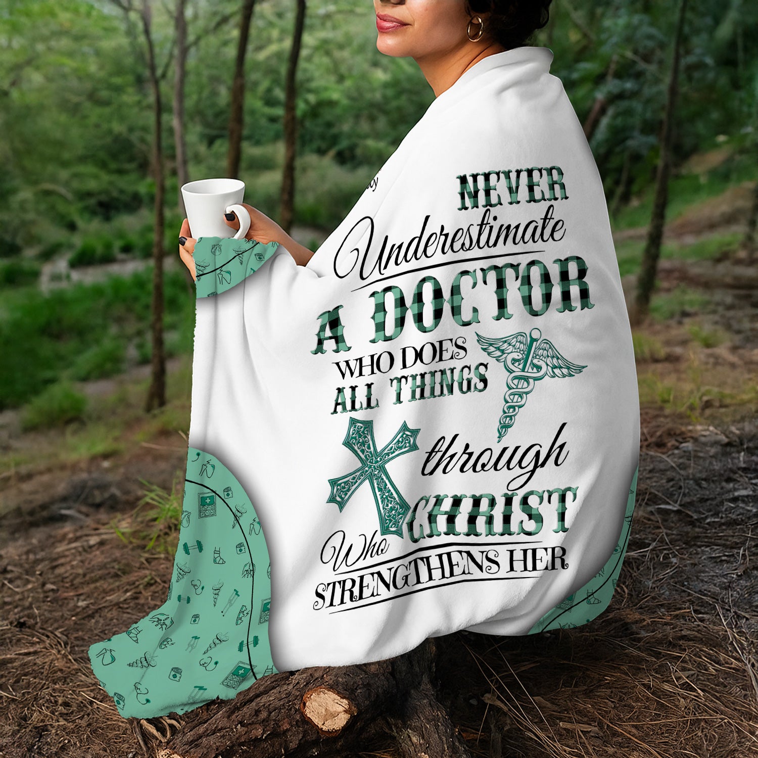 Personalized Christian Throw Blanket - Never Underestimate a Doctor - Gift for Women Doctors & Medical Professionals