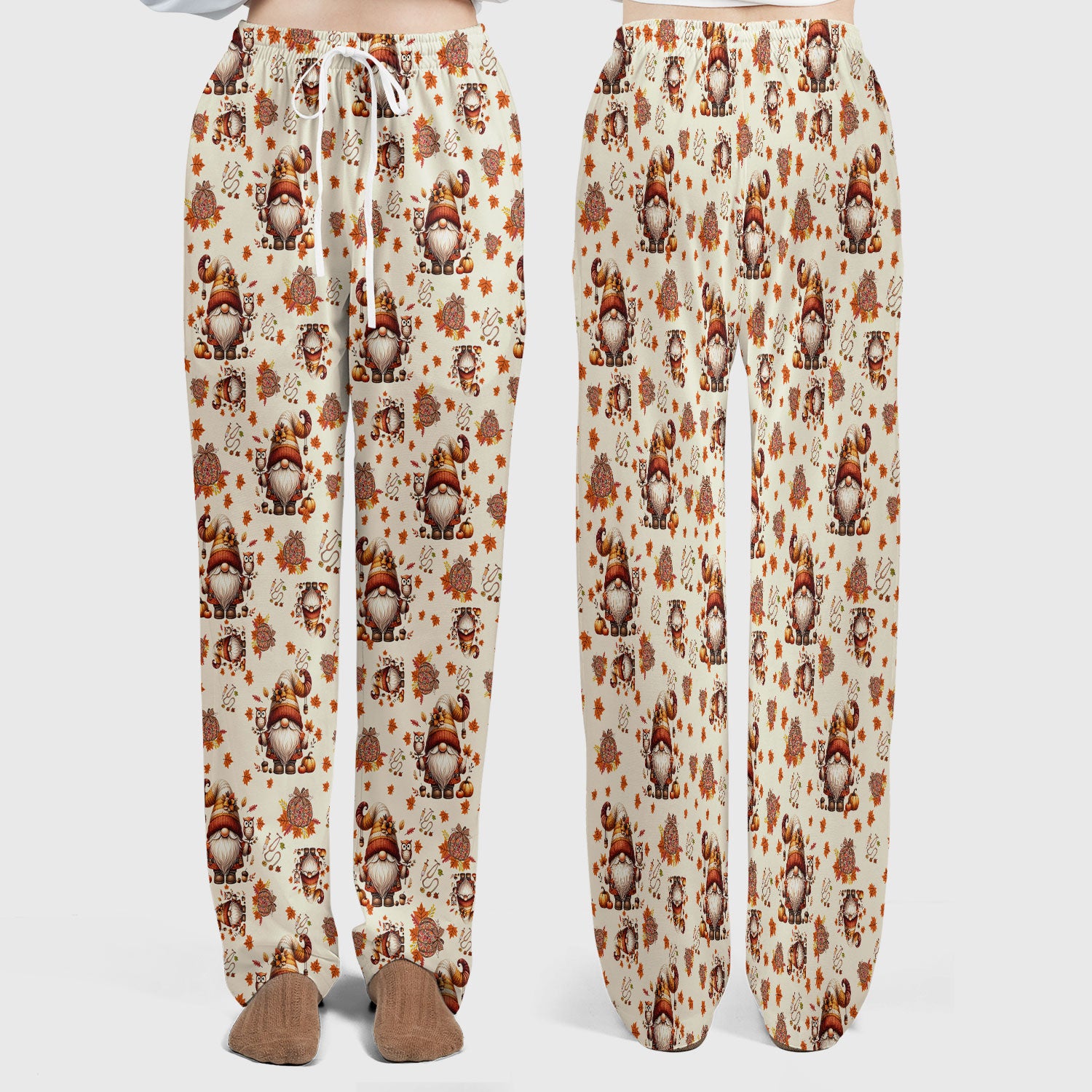 Autumn Leaves Pumpkin Scrubs Set for Women - Gnome Scrubs for Nurse Mama - Breathable Fabrics Nursing Uniform