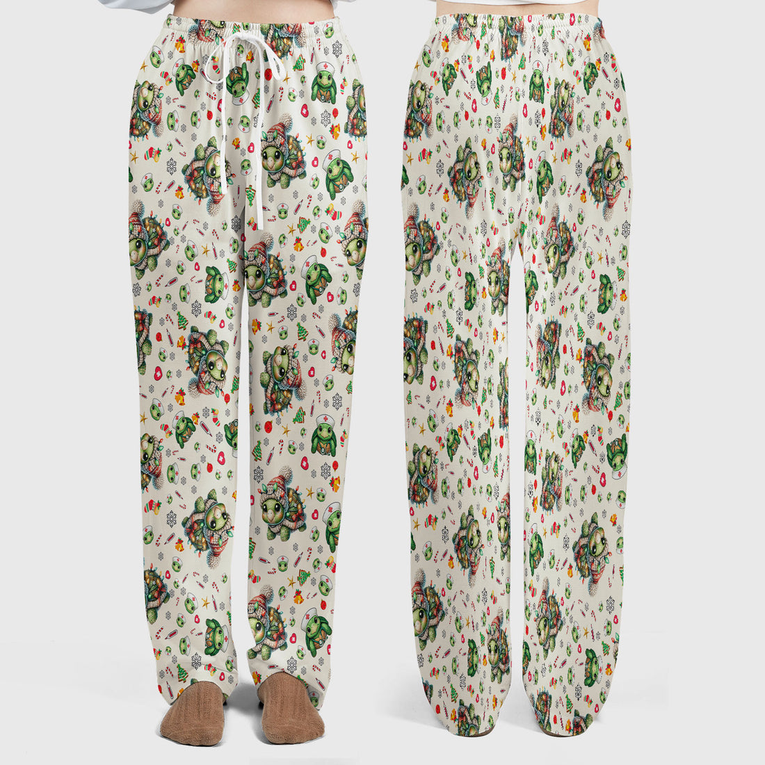 Christmas Turtle Scrub Set - Cute Funny Nurse Pants and V Neck Top - Holiday Medical Uniform for Women