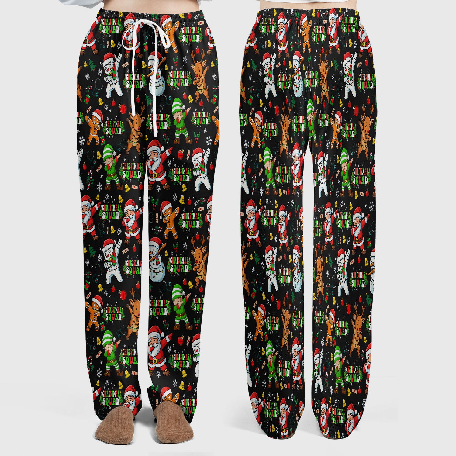 Christmas Squad Scrub Set - Funny Santa & Reindeer Pants and V Neck Top - Cute Holiday Medical Uniform for Nurses, Doctors & Vet Techs