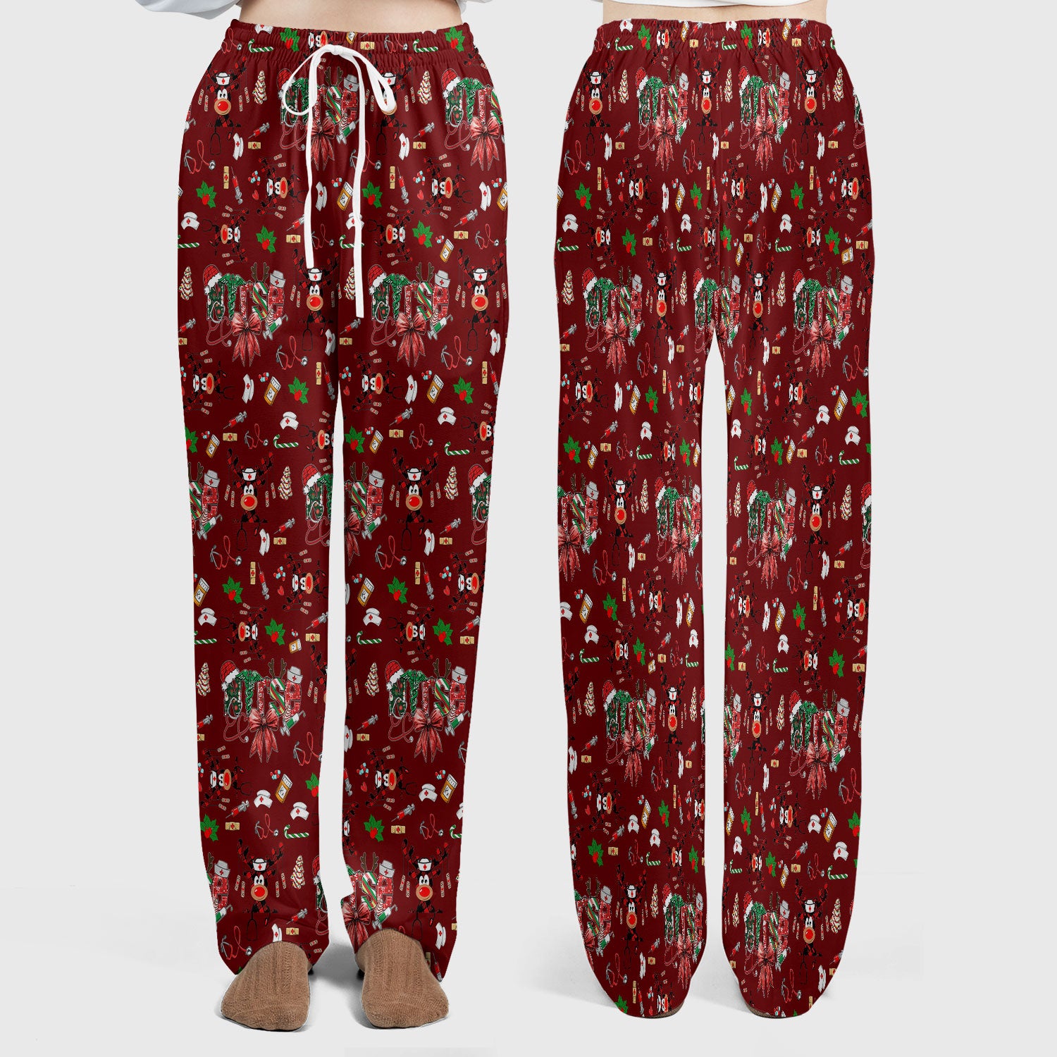 Whimsical Reindeer Christmas Scrub Set – Festive Holiday Reindeer Pattern – Cute Medical Uniform for Nurses, Vets and Healthcare Workers