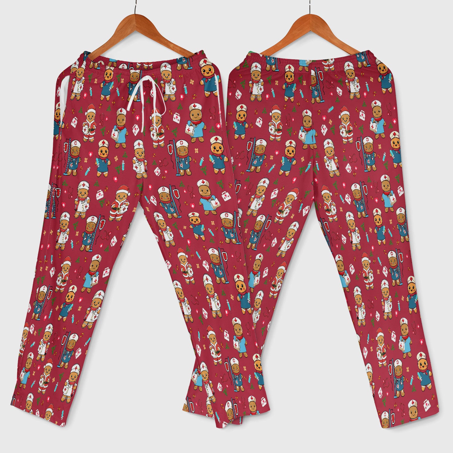 Gingerbread with Santa Nurse Scrub Set - Santa’s Favorite Nurse Holiday Gift - Medical Uniform for RN LPN CNA - Funny Xmas Ugly Sweater