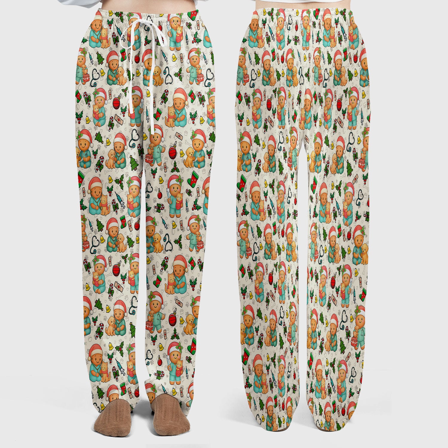 Cute Pharmacy Christmas Scrub Set – Funny Gingerbread Nurse Print Shirt – Festive Holiday Medical Uniform for Pharmacy Tech and Doctor