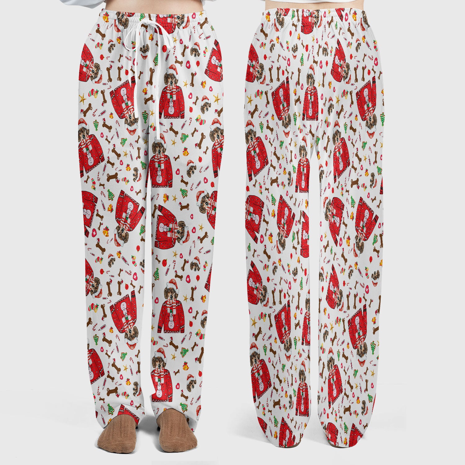 Funny Dog Christmas Scrub Set – Cute Puppy in Santa Outfit Pattern – Festive Holiday Medical Uniform For Nurses And Pet Lovers