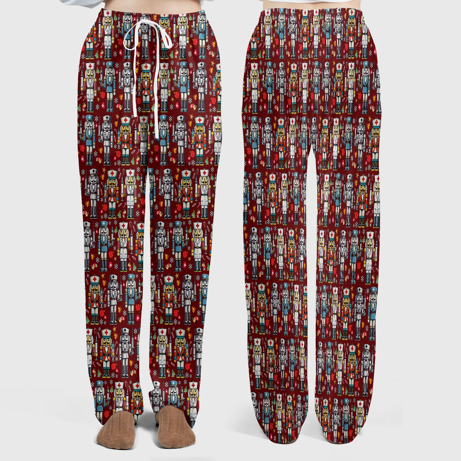 Funny Nutcracker Christmas Scrub Set – Cute Holiday Nurse Pattern Shirt – Festive Medical Uniform for RN, LPN, CNA, and Healthcare Workers