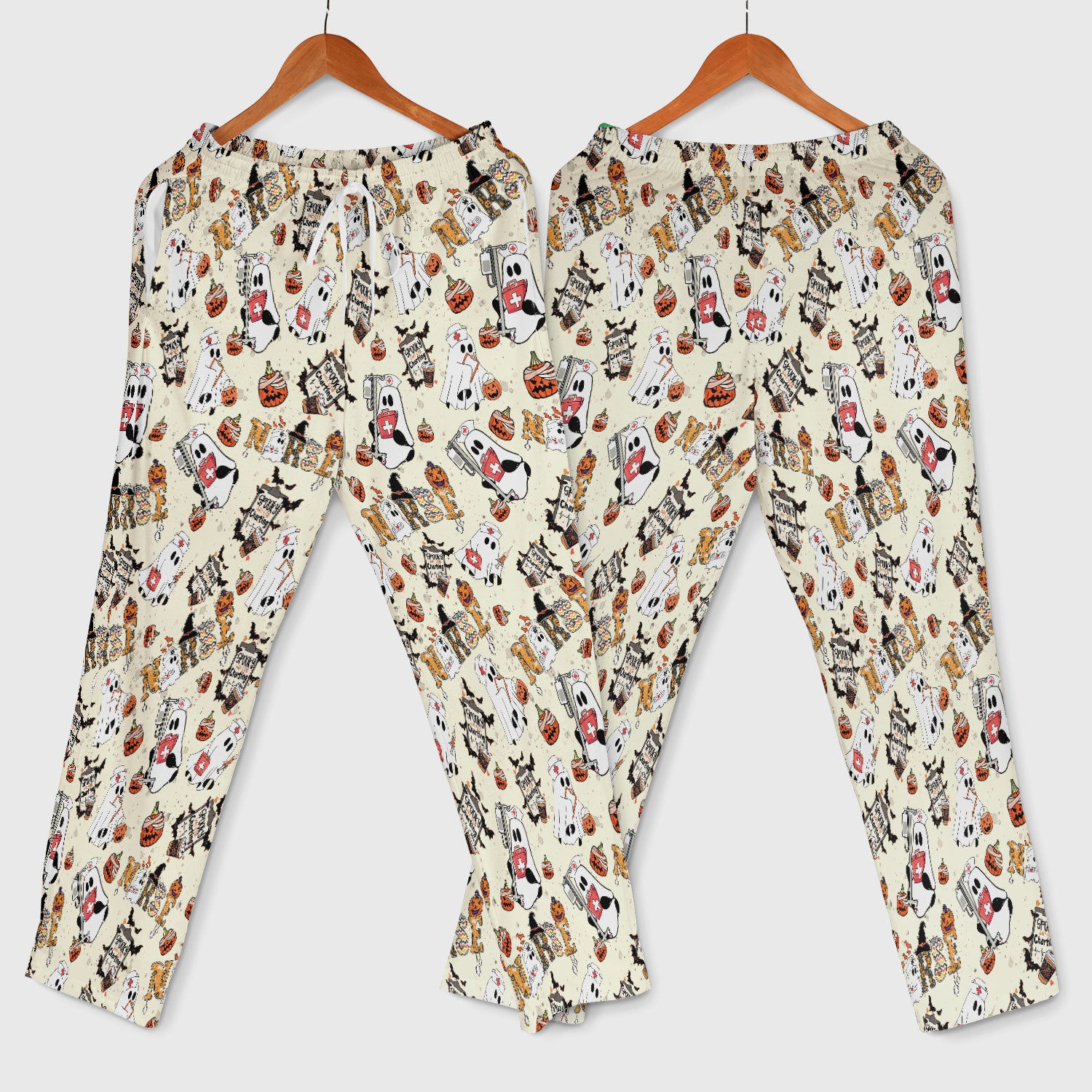 Halloween Women's Scrub Sets - Spooky But Still Charting Boo Nurse - Funny Scrub Pants and V Neck Top - Breathable Med Uniform