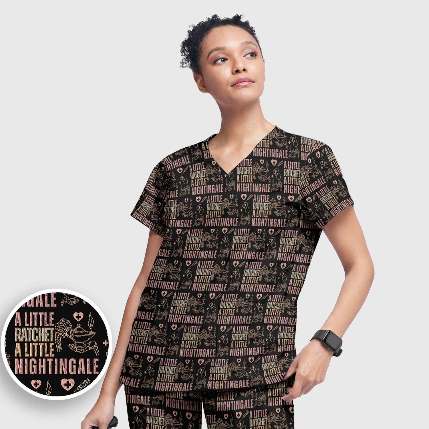 A Little Ratchet A Little Nightingale Women's Scrub Set, Breathable Med Uniform