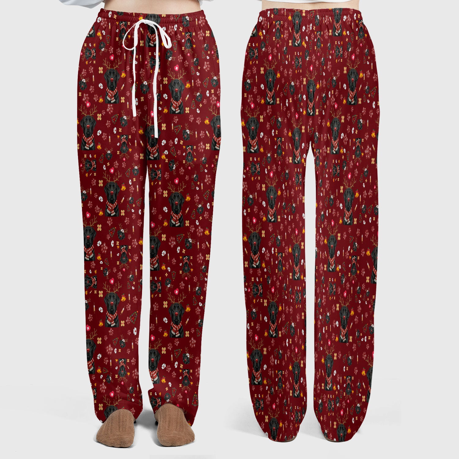 Funny Black Lab Reindeer Scrub Set - Christmas Dog Nurse Pants and V Neck Top - Cute Holiday Medical Uniform