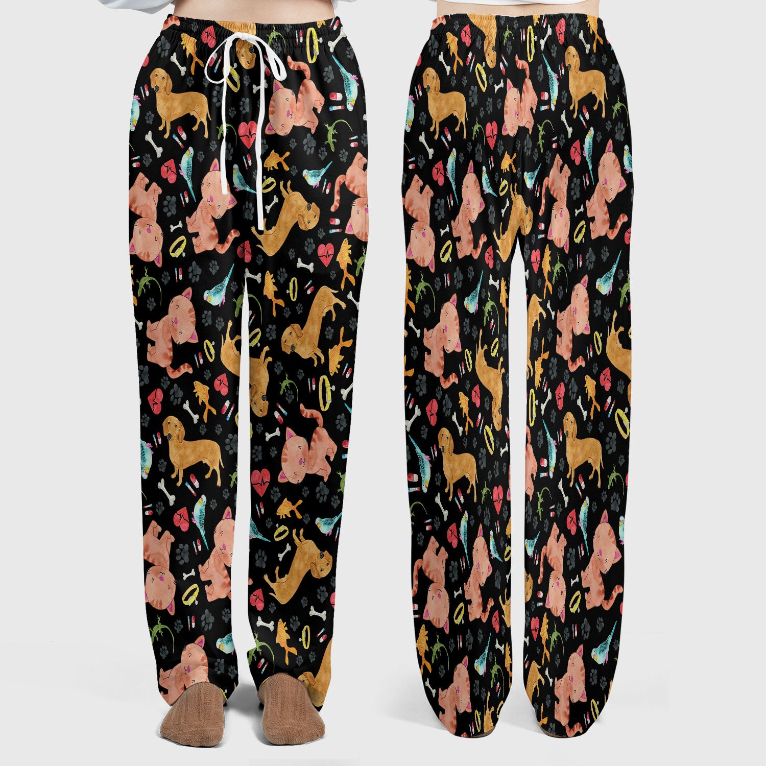 Cat Dog Veterinary Scrub Set - Cute Animal Paw Print Medical Pants and V Neck Top for Women RN CNA Vet Tech