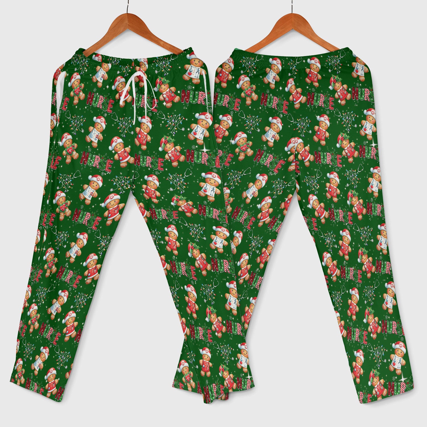 Christmas Gingerbread Women's Scrub Sets - Comfortable Scrubs for Nurses - Funny Xmas Scrub Pants and V Neck Top for RN CNA LPN