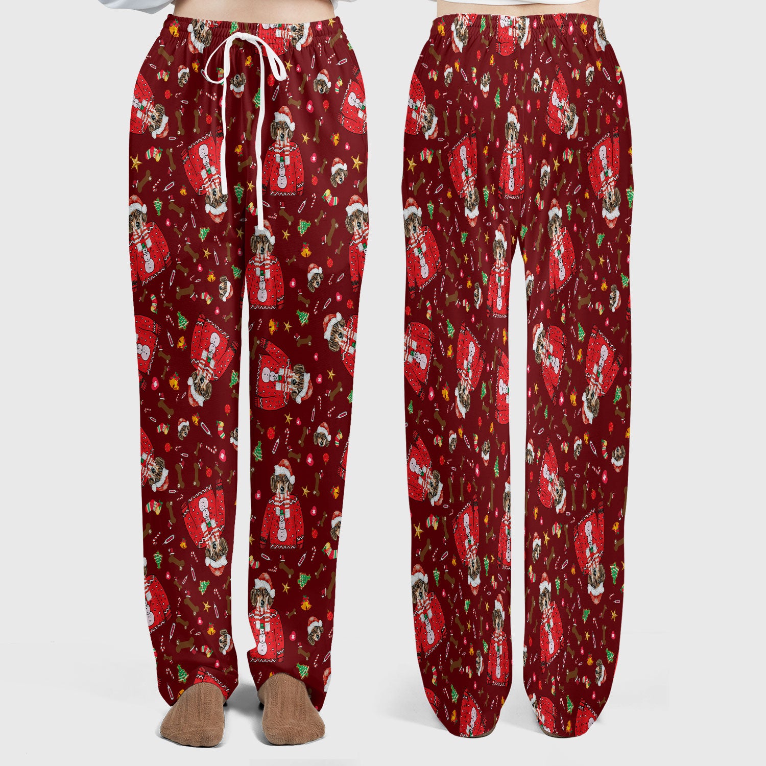 Funny Dog Christmas Scrub Set – Cute Puppy in Santa Outfit Pattern – Festive Holiday Medical Uniform For Nurses And Pet Lovers