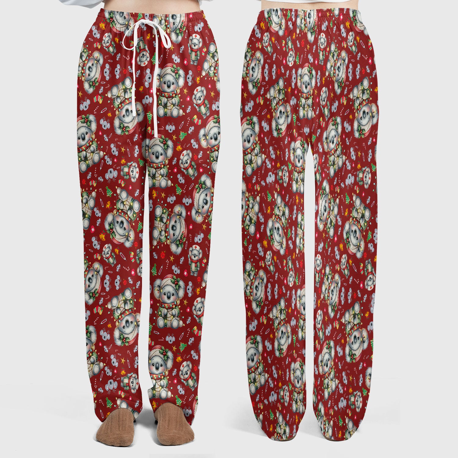Christmas Koala Scrub Set - Cute Aussie Holiday Nursing Top and Pants - Funny Animal Medical Uniform