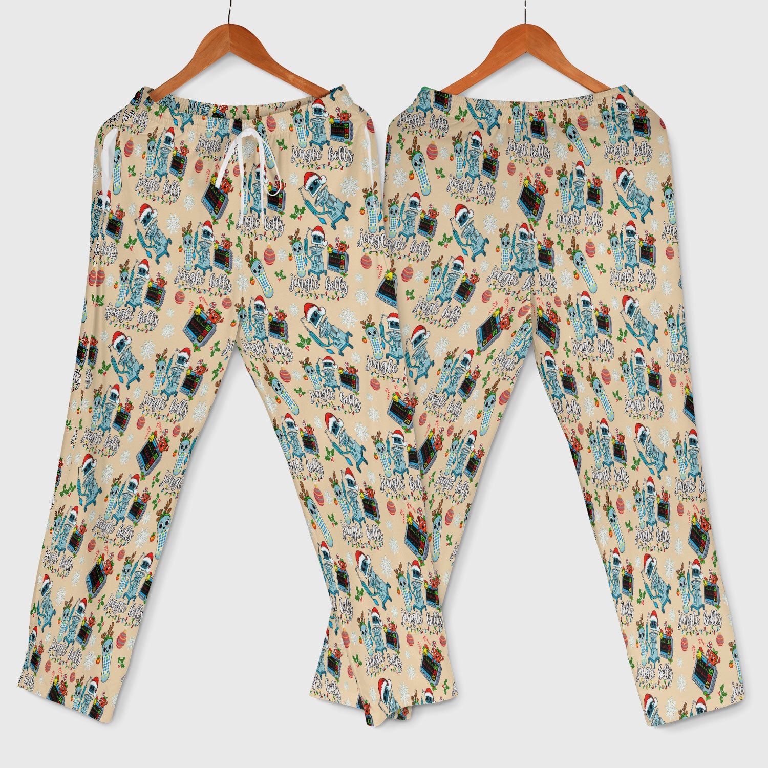 Funny Xmas Women's Scrub Sets - Jingle Bells Holiday Med Uniform -  Christmas Scrub Pants and V Neck Top for RN LPN CNA